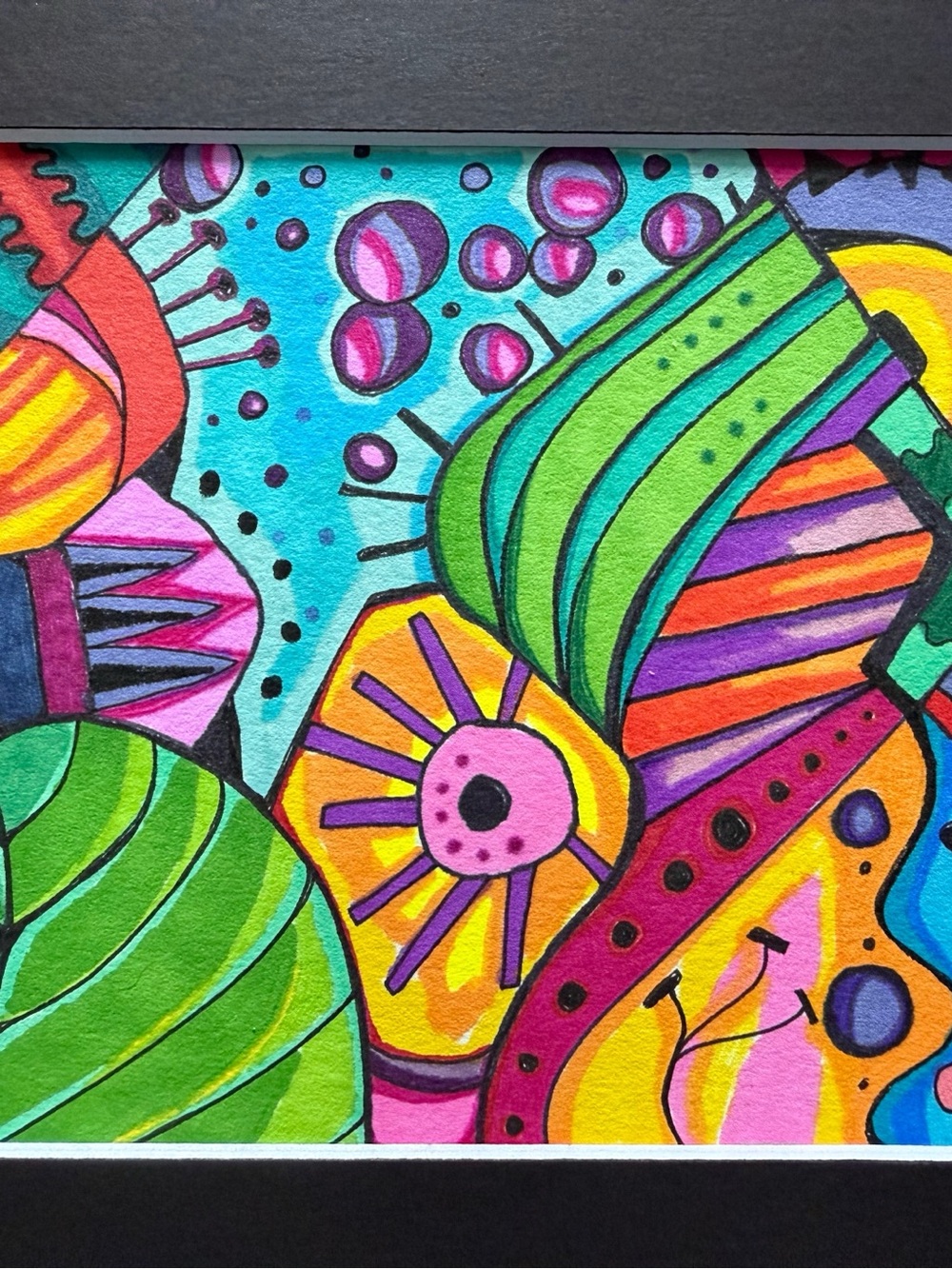 Original Colorful Abstract Botanical Drawing- Bright Multicolor - Picture 3 of 7